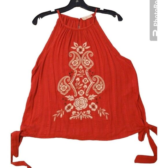 Altar'd State linen  tie side Tank Top small orange Boho Beachy - Picture 1 of 8